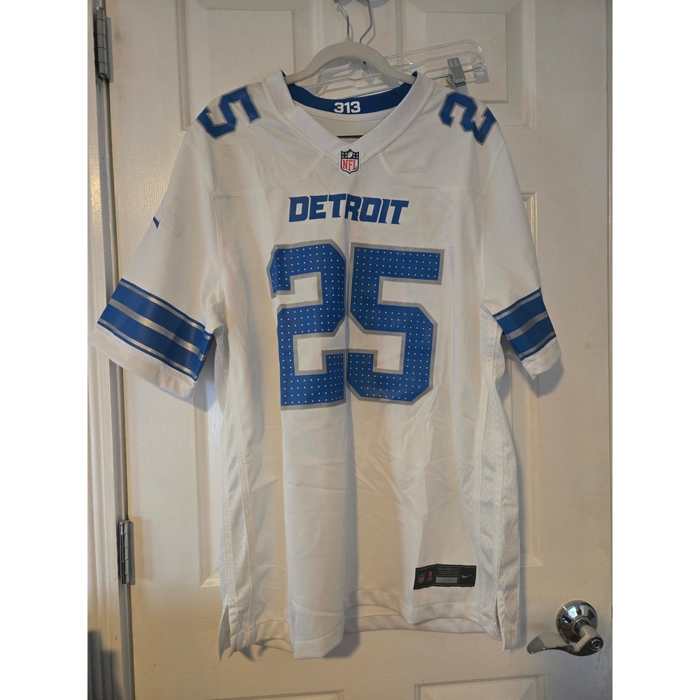 Detroit Lions NFL Football Jersey 25 White Blue Nike‎ Men's L